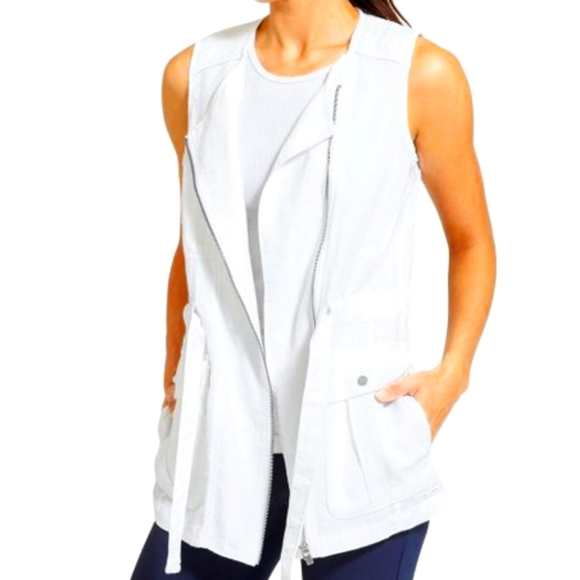 Athleta Jackets & Blazers - Athleta Bright white linen wanderbout vest.